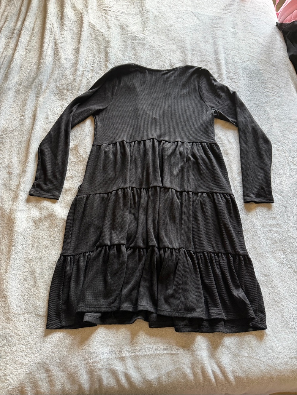 Torrid Black Ribbed Tiered Babydoll Dress Long Sleeve Size 00 Large L - Picture 2 of 3